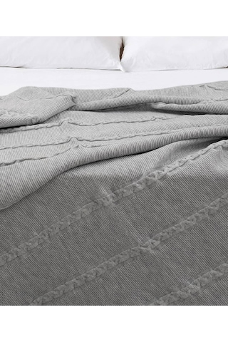 Koza Home Trenza Gri Çift Kişilik Battaniye 15030