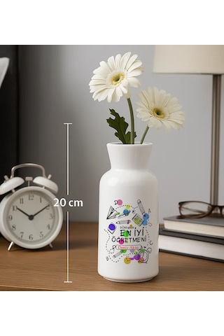 Bk Gift Kişiye Özel Öğretmenler Günü Tasarımlı Seramik Vazo-5, Ev Hediyesi, Öğretmene Hediye Kobitmeyencom35086 Bk Gift