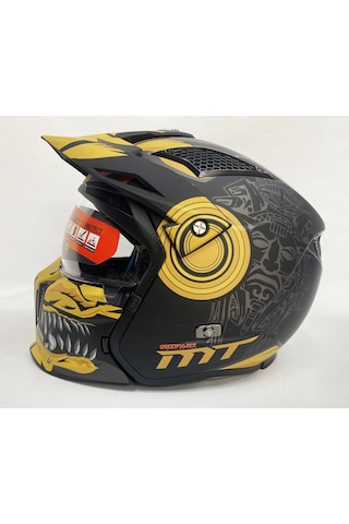 Mt Streetfighter SV Aztec B3 Çene Açılır Motosiklet Kaskı Mat Siyah - Sarı