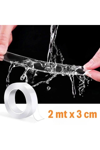 Ultra Güçlü Çift Taraflı 2 Mt X 3 Cm Nano Çift Taraflı Bant