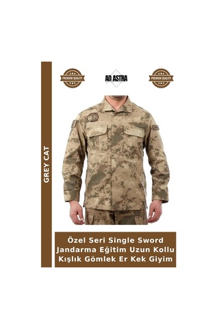 Grey Cat Özel Seri Single Sword Jandarma Eğitim Uzun Kollu Kışlık Gömlek Er Kek Giyim Çok Renkli
