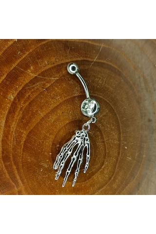 Aya Tasarım Gümüş Renk El Model Göbek Piercing Gümüş