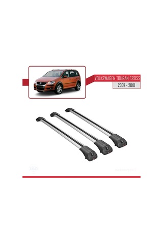 Volkswagen Touran Cross 2007-2010 Arası İle Uyumlu Ace-1 Ara Atkı Tavan Barı Gri 3 Adet Bar