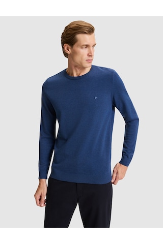 Pierre Cardin İndigo Melanj Slim Fit Basic Kazak 50331501 Vr155