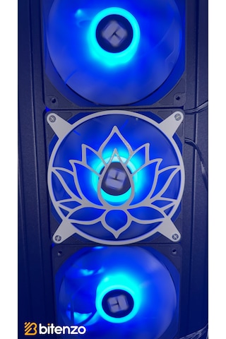 Lotus Çiçeği Desenli V2 120x120 Mm Pc Fan Kapağı - Masaüstü Bilgisayar Fan Kapağı Beyaz