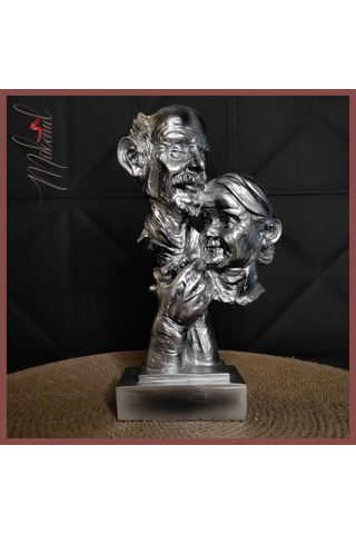 Zamanın Sonuna Kadar Öpüşen Çift Heykeli Romantik Gümüş Kaplama