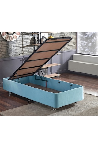 Nironyatak Cozy Baza - 90X190 Cm Tek Kişilik Sandıklı Bebek Mavisi Kumaş Baz