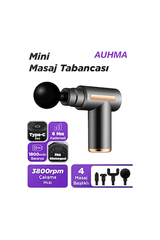 Auhma AMG6 Yüksek Tork Motor 6 Kademeli Derin Doku Masaj Tabancası - Siyah