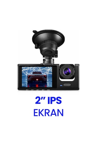 3 Kameralı Lcd Ekran Araç Kamerası Fullhd Geniş Açı Ön + Arka + Araç İçi Kamera Hareket Sensörü C309