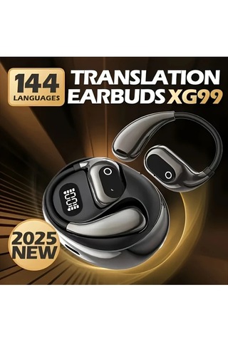 Jianan Black 2025 Aı Real-time Translation Earphones, Led Display, 144 Languages Support, Type-c Charging 01