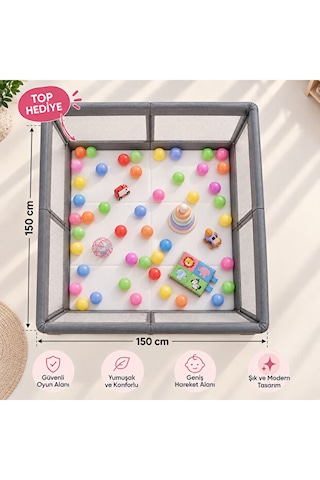 Avocado Güvenli Çocuk Ve Bebek Oyun Alanı 150x150 Oyun Pedi Topları Oyun Parkı