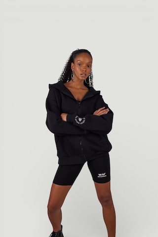 Holly Lolly Uzun Kol Kapüşonlu Fermuar Kapamalı Hoody Sweatshirt Siyah