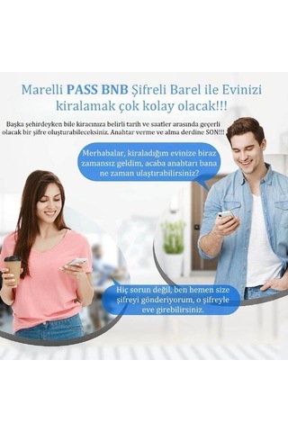 Marelli Pass Bnb Air Bnb Fonksiyonlu Şifreli Çelik Kapı Kilidi Kapı Göbeği