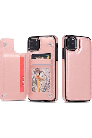 Hangfox Samsung A10/m10 İçin Rose Gold Kapak - Kartlı Tutucu Ve Ayaklı Korumalı Deri Kılıf, Kaliteli, Hafif Ve Dayanıklı