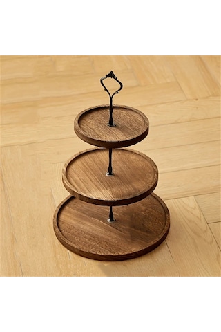 Dashanshop 3 Katlı Rustik Kek Standı - Düğün, Doğum Günü Ve Parti Dekorasyonu İçin Koyu Ahşam Tasarım