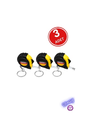 3 Adet 1 Metre Mini Şerit Metre Anahtarlık Cep Tipi Taşınabilir Mezura Ölçü Metresi 3,3 X 3,3 Cm 1 M