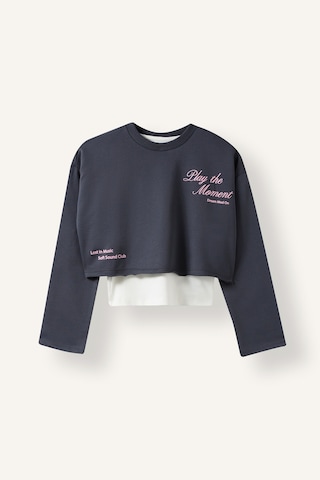 Defacto Baskılı Crop Sweatshirt Üst Geniş Paça Alt 3lü Takım Kız Çocuk I7950a826auar31 Antrasit-ar31