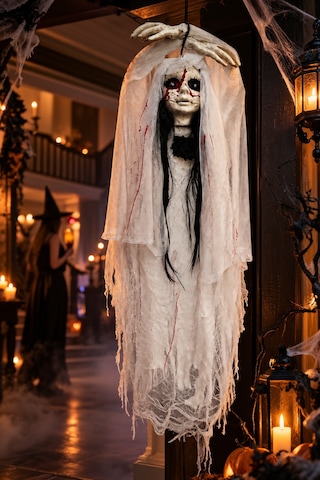 Halloween Cadılar Bayramı Sensörlü Işıklı Sesli Hayalet Gelin Asılabilir Büyük Korku Süsü 120 Cm Diğer