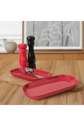Keramika Kırmızı Noyan Kayık Tabak 2 Adet 28 Cm 506 Sku: Smg8690010571816 Açık Gri