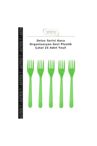 Delux Serisi Koca Organizasyon Gezi Plastik Çatal 25 Adet Yeşil