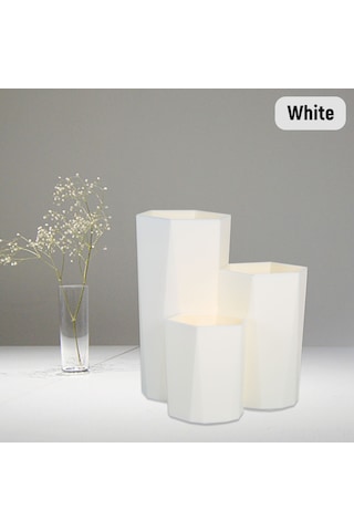 Wezone Beyaz Üç Borulu Kozmik Organizer - Makyaj Fırçaları, Kalemler Ve Cetveler İçin Ofis Odası Masaüstü Depolama Kutusu S2019060601 Diğer