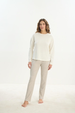 Kadın Uzun Kol Ekru Pijama Takım C7t0n1o61 001