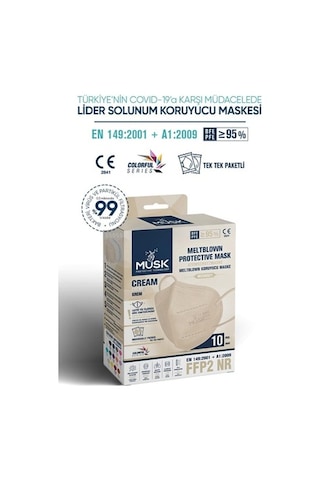 Musk Ffp2 Maske Krem Renk 10 Adet