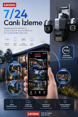 3 Motorize Kameralı 15mp Wifi Aov Sürekli Kayıt Özellikli Ultra Renkli Gece Görüşlü Güvenlik Kamerası