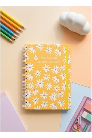 Lizy 2026-2027 Spiralli Akademik Planlayıcı Ajanda 17x24 Cm Tasarım-7 Sarı