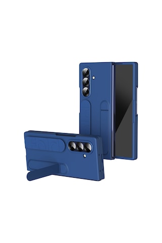 Samsung Galaxy Uyumlu Z Fold7 5g Kılıf, Temperli Cam Film Destekli Bileklik, Pc + Silikon Telefon Kılıfı - Mavi Mavi