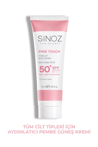 Sinoz Pink Touch Aydınlatıcı ve Ton Eşitleyici Pembe Yüz Güneş Kremi SPF50 50 ML