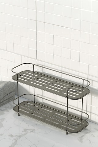 Teknotel 2 Katlı Banyo Mutfak Düzenleyici Kozmetik Aksesuar Standı Mat Siyah Eg223 Siyah