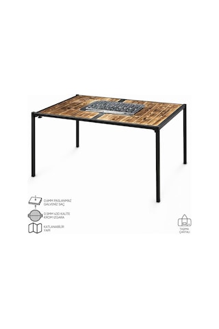 Katlanabilir Mangal Masa - Krom Izgaralı - 100cm 70cm 65cm Diğer