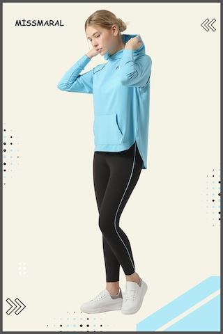 Kadın Eşofman Takım Spor Tunik & Slim Fit Tayt Dalgıç Kumaş Sports And Casual Mavi 3060 Mavi / Siyah