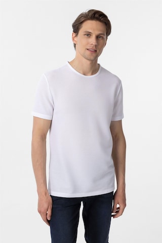 Süvari Beyaz Slim Fit Armürlü Bisiklet Yaka Tişört-37377 Beyaz