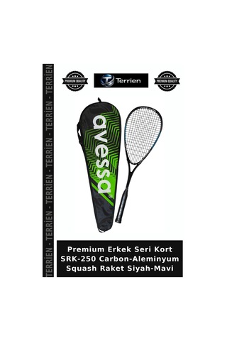 Premium Erkek Seri Kort Srk-250 Carbon-aleminyum Squash Raket Siyah-mavi Mavi - Siyah