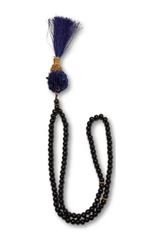 Uretti - Gül 4612 - El Yapımı Püsküllü İnci Tesbih 99'lu - Koyu Mavi Mavi - Siyah