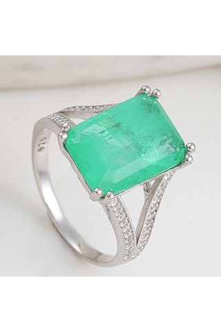 Casera's Gümüş Yeşil Renk Paraiba Taşlı Kadın Yüzük Csr2185301 Gümüş