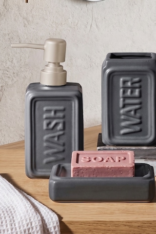 Perotti 13891-3 Well Stoneware 4 Parça Banyo Seti Antrasit