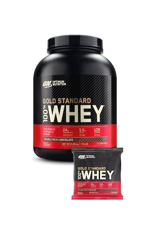 100% Whey Gold Standard Double Çikolata Aromalı 2.26kg 73 Servis Yüksek Protein Tozu Kas Gelişimi - 100% Whey Gold Standard Çikolata Aromalı Şase 31g 1 Servis çikolata
