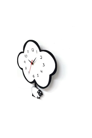 Cajuart Dekoratif Sevimli Koyun Çocuk Odası Sarkaçlı Duvar Saati