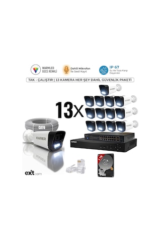 13'lü Ip- Prpfesyonel-5mp-poeli-sesli -ultra Hd 5mp Ip Kamera -yapay Zeka-1tb-güvenlik Kamerası