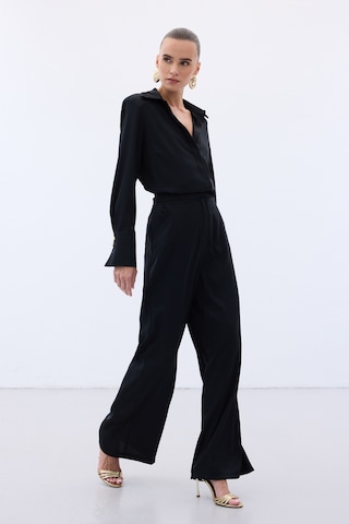 Sateen Jakarlı Pantolon - Siyah-136610 Siyah