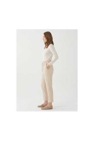 Milera Krem Beli Lastikli Bağcıklı Rahat Klasik/havuç Kesim Double Kumaş Pantolon Kadın Krem - 884222785 Krem