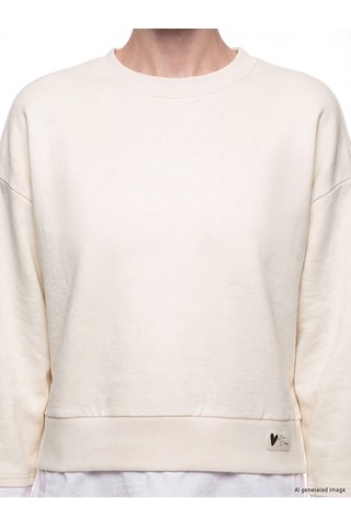 Lcw Comfort Bej Bisiklet Yaka Oversize Kadın Sweatshirt