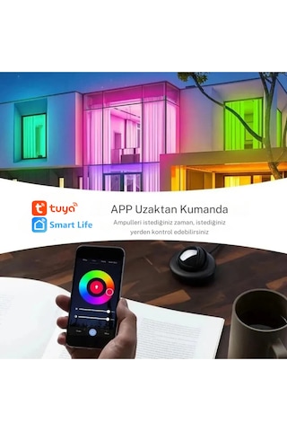 Akıllı Ampül 9w Mobil Uygulama Kontrollü Rgb Renkler Gece Lambası Çocuk Odası Dekoratif Diğer
