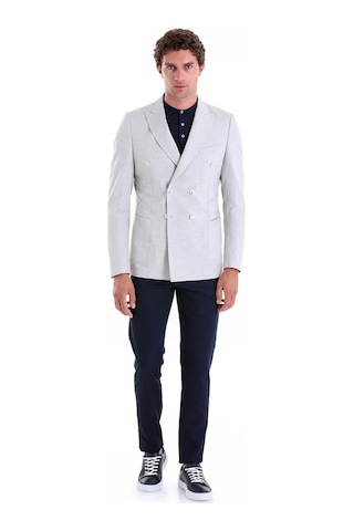 Hatemoğlu Gri Slim Fit Düz Sivri Yaka Kruvaze Casual Ceket Gri