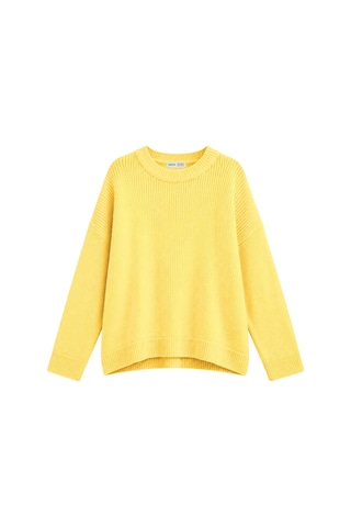 Vadon 1039 Kadın Salaş Yumuşak Dokulu Oversize Basic Triko Kazak Sarı