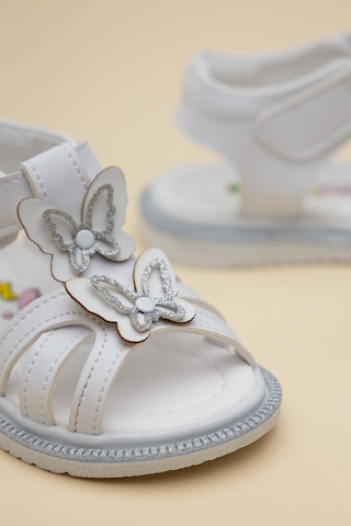 Dilimler Ayakkabı Şirinbebe Ortopedik Kız Bebek Sandalet Beyaz Kelebek Detaylı-4701