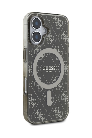 Apple Uyumlu iPhone 16 Kılıf Guess Lisanslı Magsafe Iml Baskılı Klasik Logolu 4g Desenli Kapak Kahverengi